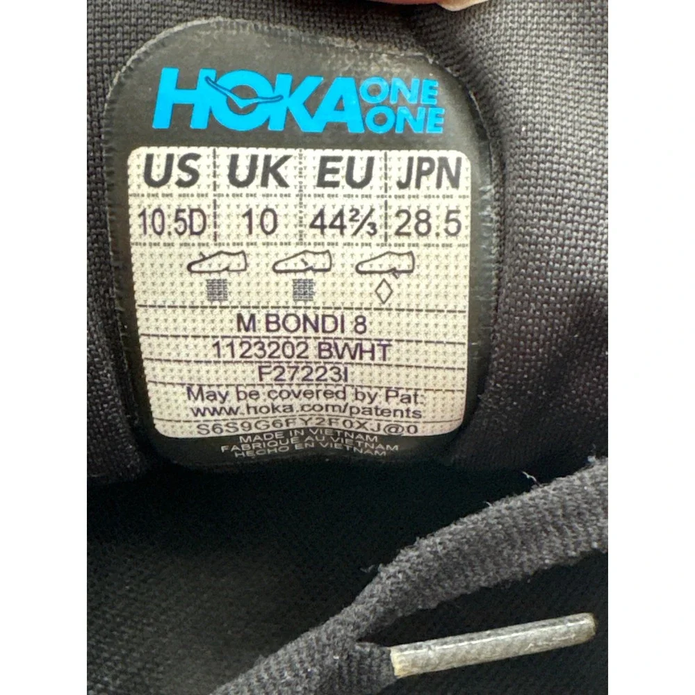 Hoka Bondi 8 Running Shoes 10.5 Black Gorpcore Max Cushion Sneakers 1123202 BWHT